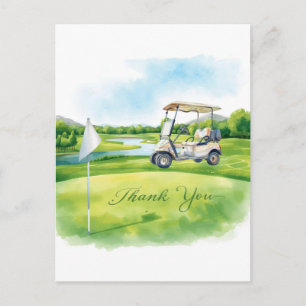 Golf  thank you card golf course watercolor