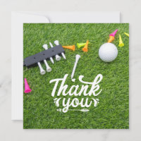 Golf  thank you card red heart love for golfer