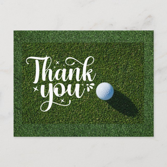 Golf Thank you card with ball on grass for golfer  (Front)