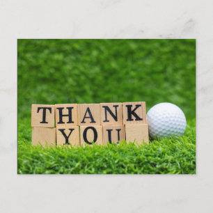 Golf  Thank you card with ball on green grass