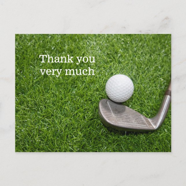 Golf Thank you card with golf ball and iron (Front)