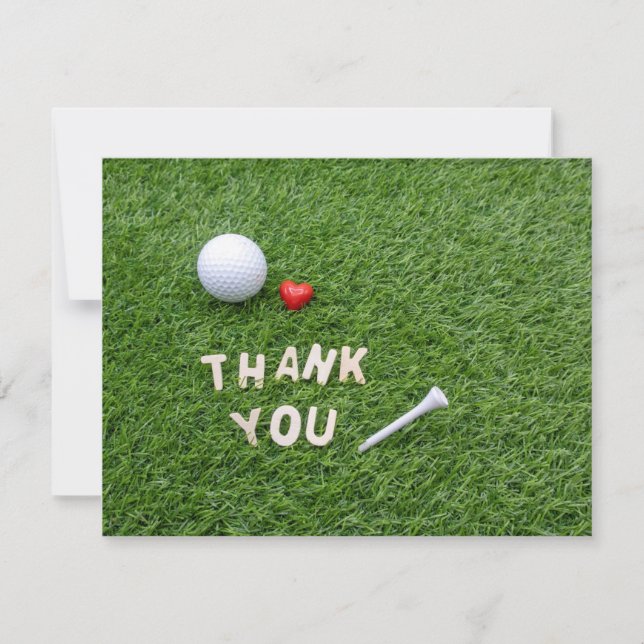 Golf Thank you card with golf ball and tee (Front)
