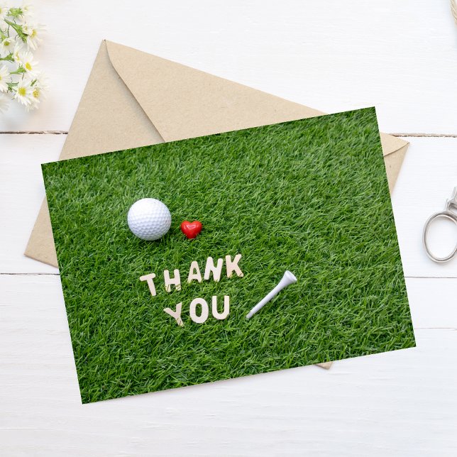 Golf Thank you card with golf ball and tee (Creator Uploaded)