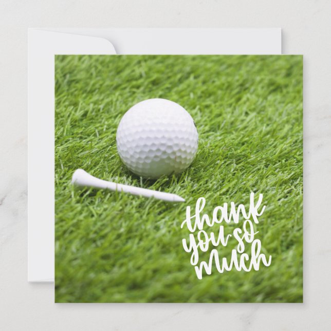 Golf Thank you card with golf ball on green (Front)