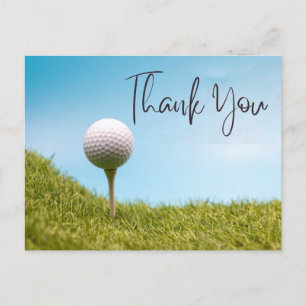 Golf Thank you card with golf ball on tee 