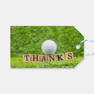 Golf Thank you card with golf ball on tee Gift Tags