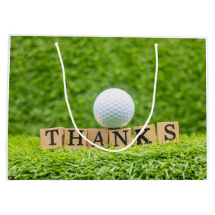 Golf  Thank you card with golf ball on tee Large Gift Bag