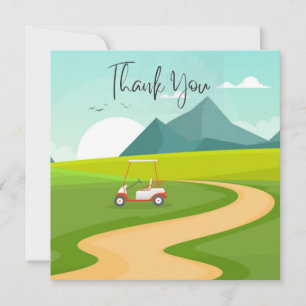 Golf  thank you card with golf cart