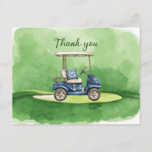 Golf Thank you card with golf cart watercolor