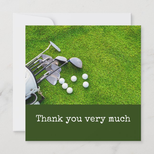 Golf  Thank you card with golf club ball bag  (Front)