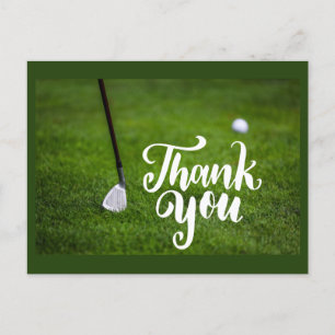 Golf  Thank you card with golf iron on green 