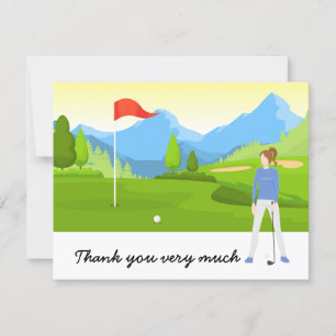 Golf Thank you card with golfer on green