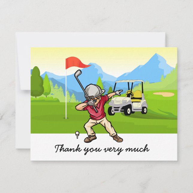 Golf Thank you card with golfer on green (Front)