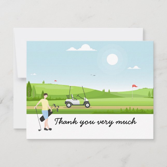 Golf Thank you card with golfer on green (Front)