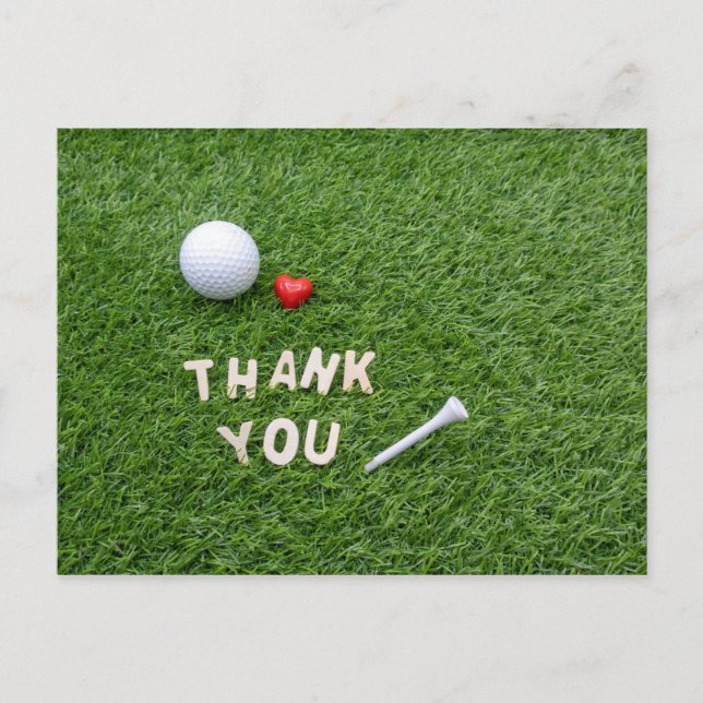 Golf Thank  you card with love and golfball (Front)