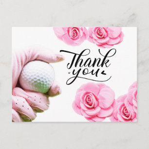 Golf Thank you card with pink flower