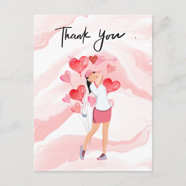 Golf Thank you card with woman golfer watercolor (Front)