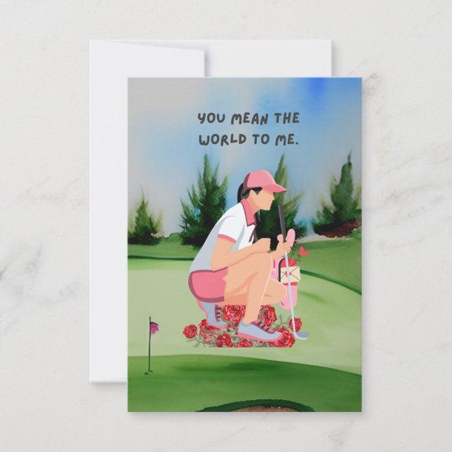 Golf Thank you card with woman golfer watercolor (Front)