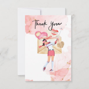 Golf Thank you card with woman golfer watercolor