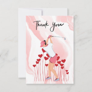 Golf Thank you card with woman golfer watercolor