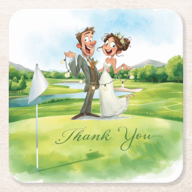 Golf Thank You Coaster | Elegant Golf Course  (Front)