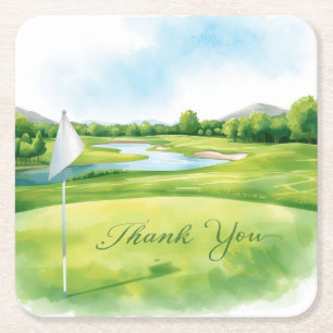 Golf Thank You Coaster   Elegant Golf Course 