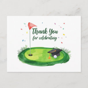 Golf Thank you for Graduation Party Postcard