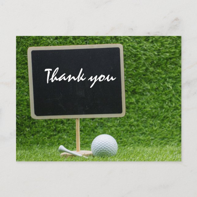Golf Thank you on blackboard with golf ball Postcard (Front)