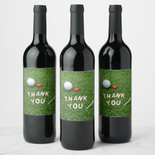 Golf Thank you Party with golf ball and tee Wine Label