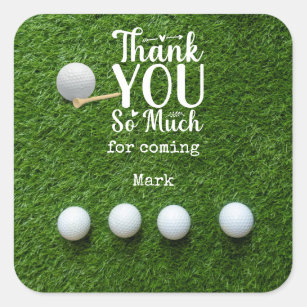 Golf Thank You Square Sticker