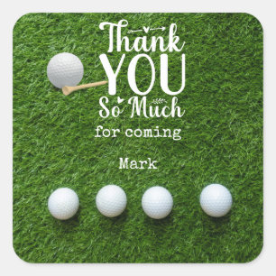 Golf Thank You Square Sticker