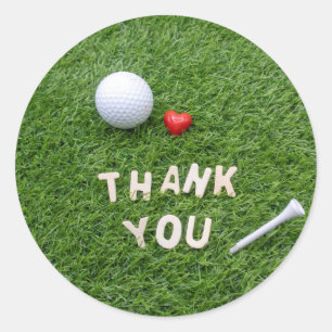 Golf Thank you sticker with golf ball and tee