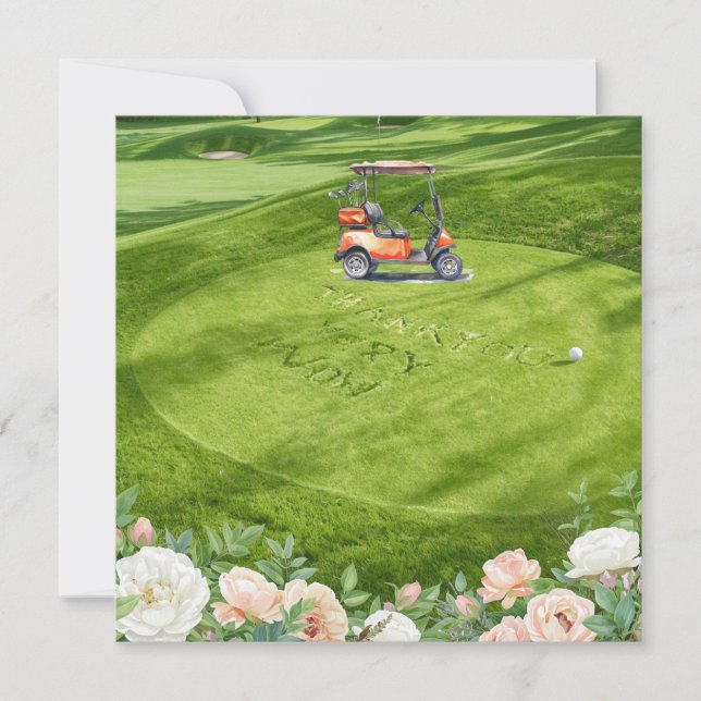 Golf  thank you text  for golfer with Flowers  (Front)
