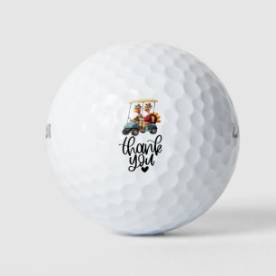Golf Thank you Thanksgiving with Turkey golfer Balls