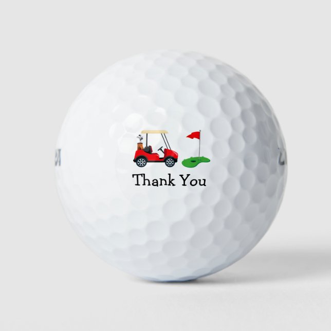 Golf Thank you to golfer with cart and flag  Golf Balls (Front)