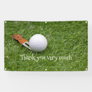 Golf Thank you with golf ball on green grass Banner