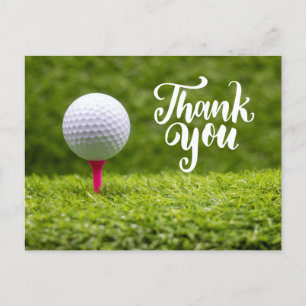 Golf Thank you with golf ball on green grass Postcard