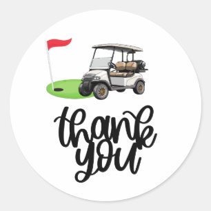 Golf Thank you with text and flag on green Golf Classic Round Sticker