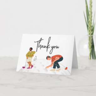 Golf Thank you with text and  two golfers Card