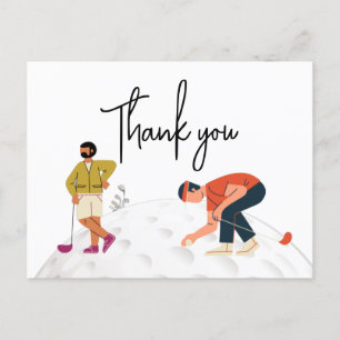 Golf Thank you with text and two golfers Postcard