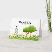 Golf Thank you with text and woman golfer putting