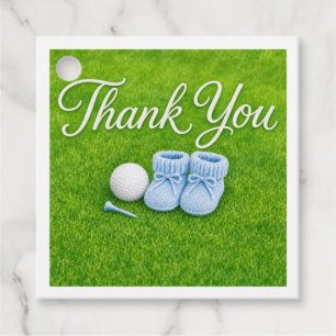 Golf Thank you with text with golf ball on green Favour Tags