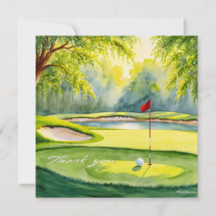 Golf thank you word on putting green card