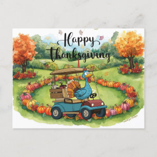 Golf Thanksgiving Autumn Greeting for Golfer Holiday Postcard