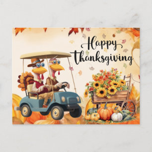 Golf Thanksgiving Autumn Greeting for Golfer Postcard