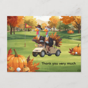 Golf Thanksgiving Autumn Greeting thank you card