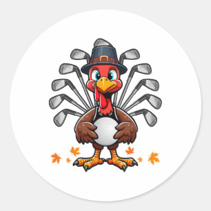 Golf Thanksgiving Costume Turkey Matching Player L Classic Round Sticker