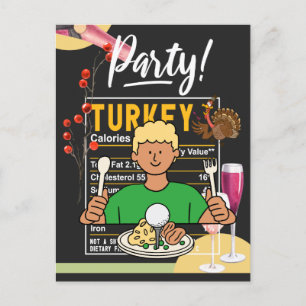 Golf Thanksgiving golfer eat ball  turkey funny Postcard