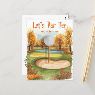 Golf Thanksgiving Party Autumn Golf Course Postcard