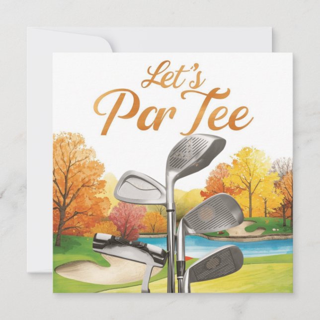 Golf Thanksgiving Party Autumn Golf Course Save The Date (Front)